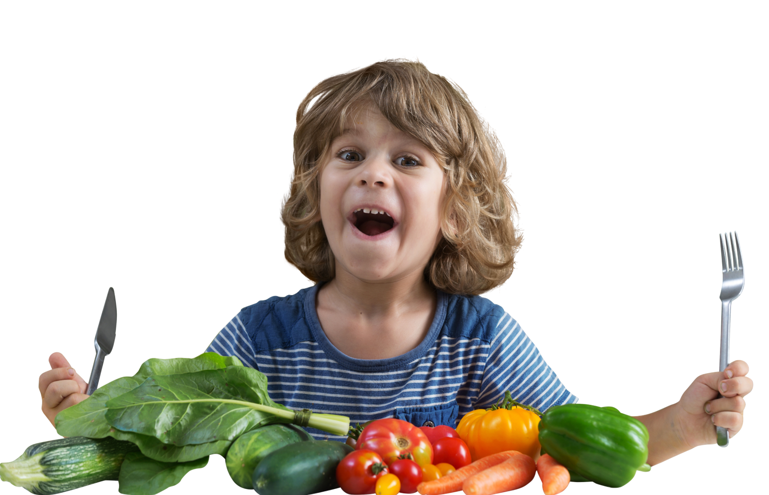 Happy boy with veg